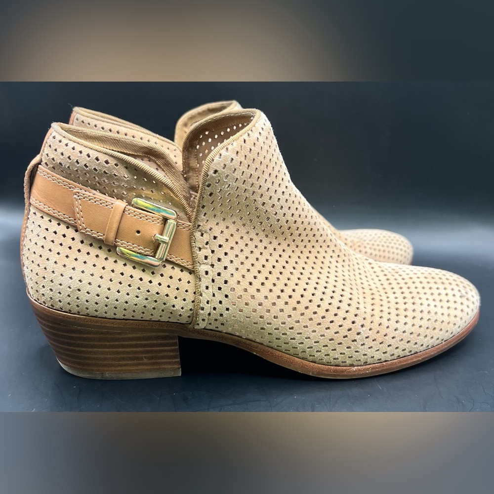 Sam Edelman,Perforated Tan Ankle Boots-Size:9.5‎